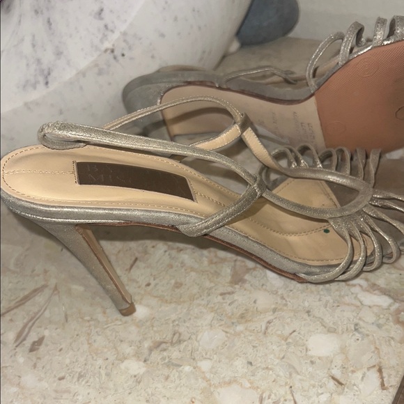 Badgley Mischka Metallic Silver Strappy Heels - Picture 4 of 4